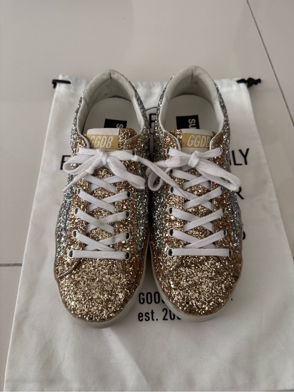 Golden Goose Superstar Bicolor Glitter Sneakers - Picture 4 of 9